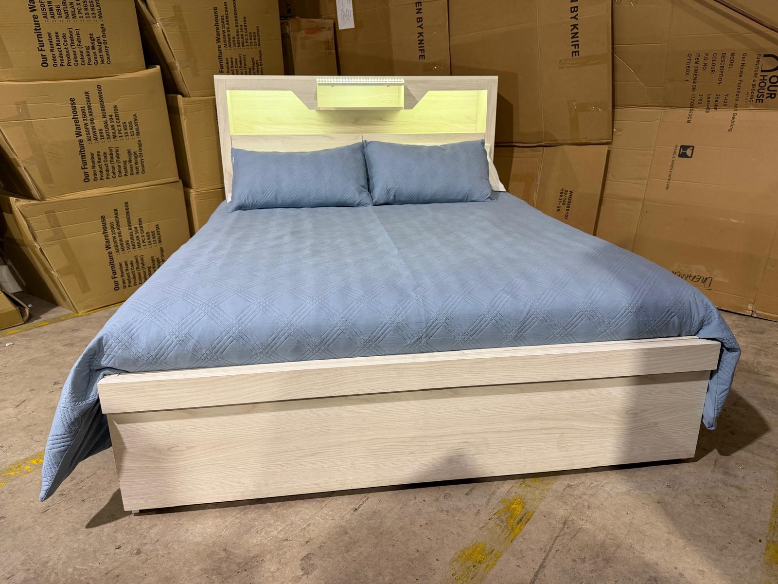 Atlanta King size bed in grey wash finish lift up storage