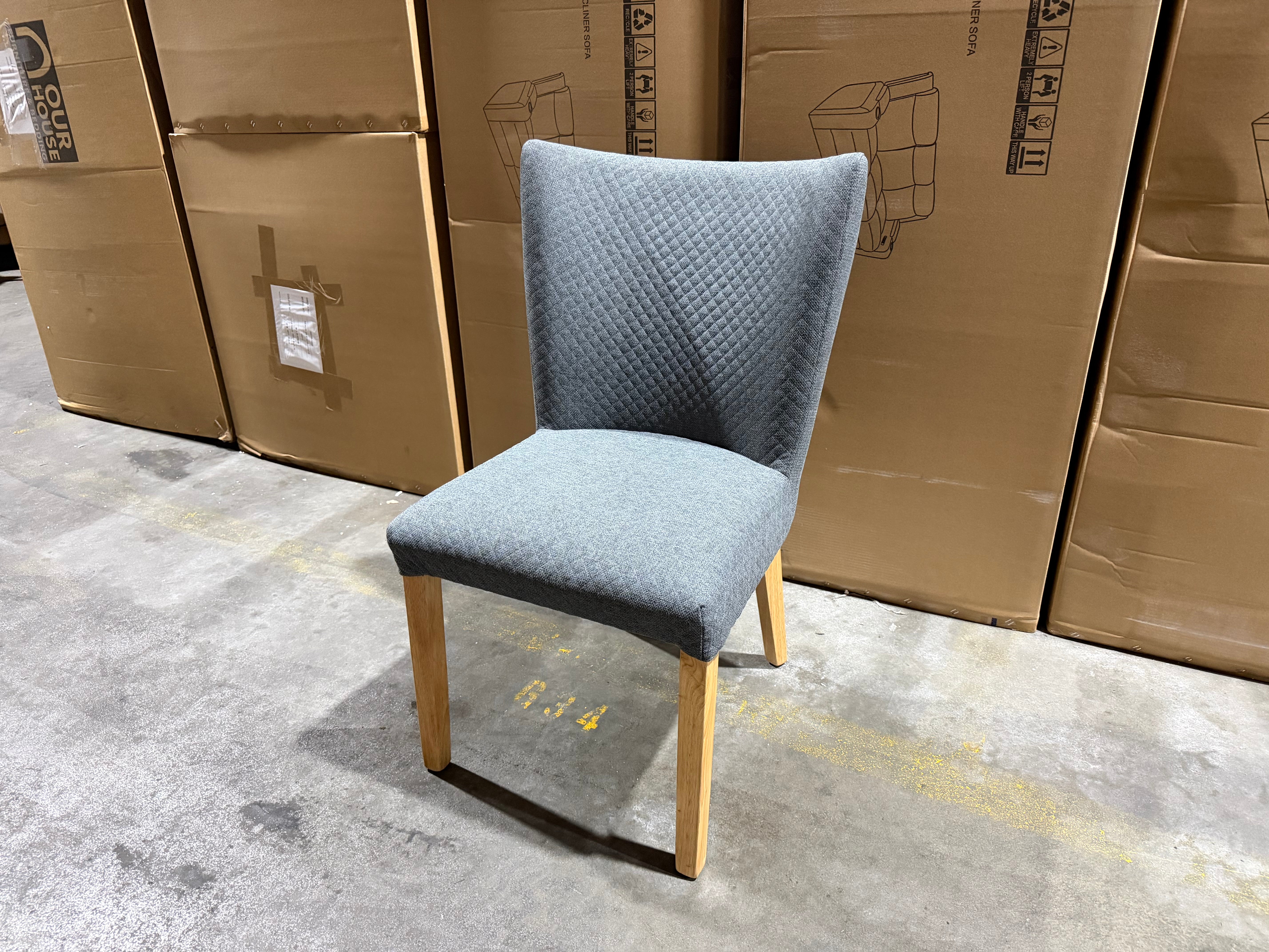 Tobago Upholstered Dining Chair Charcoal Fabric With Natural Oak Colour Leg