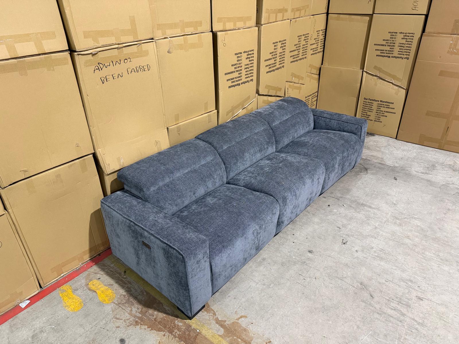 Watford Oversize 3 seater Lounge with electric recliners Licorice