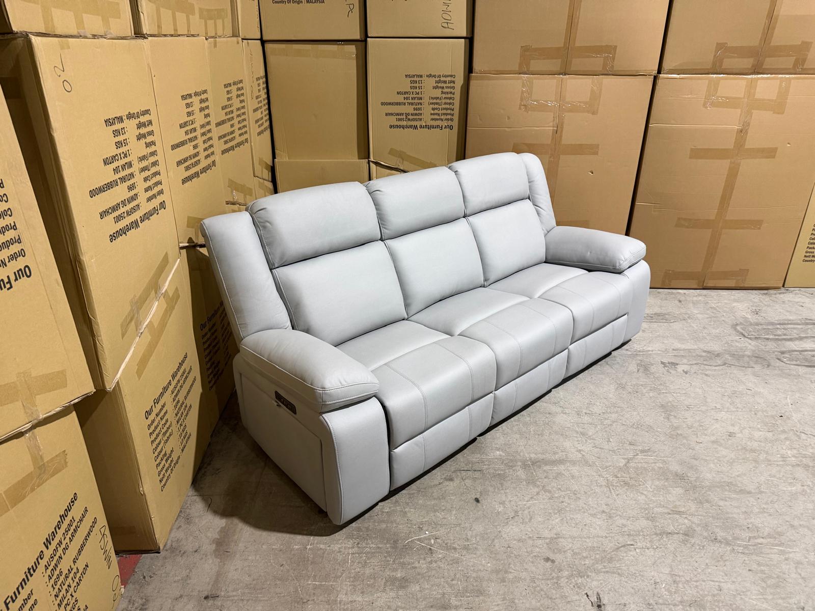 Kenso 3 Seater With Dual Motion Recliners In Soft Rhino Light Grey