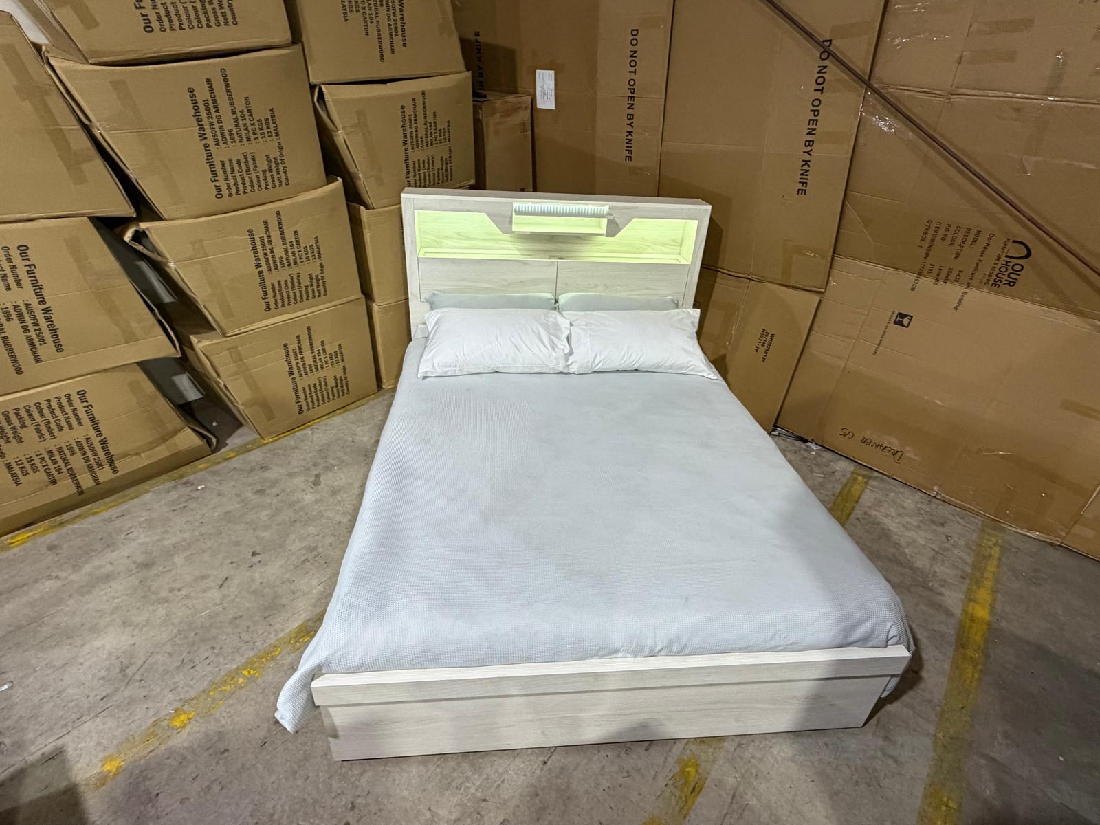 Atlanta King size bed in grey wash finish lift up storage