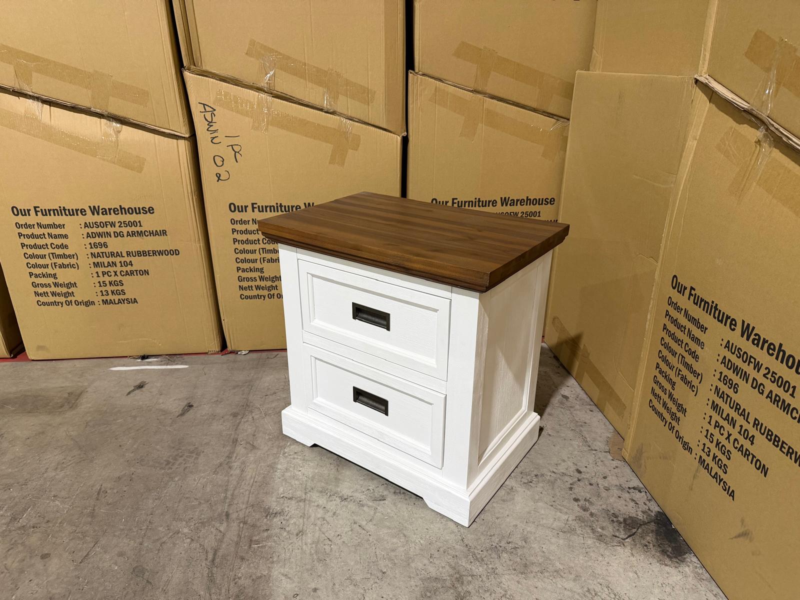 Hamptons bedside chest two tone finish