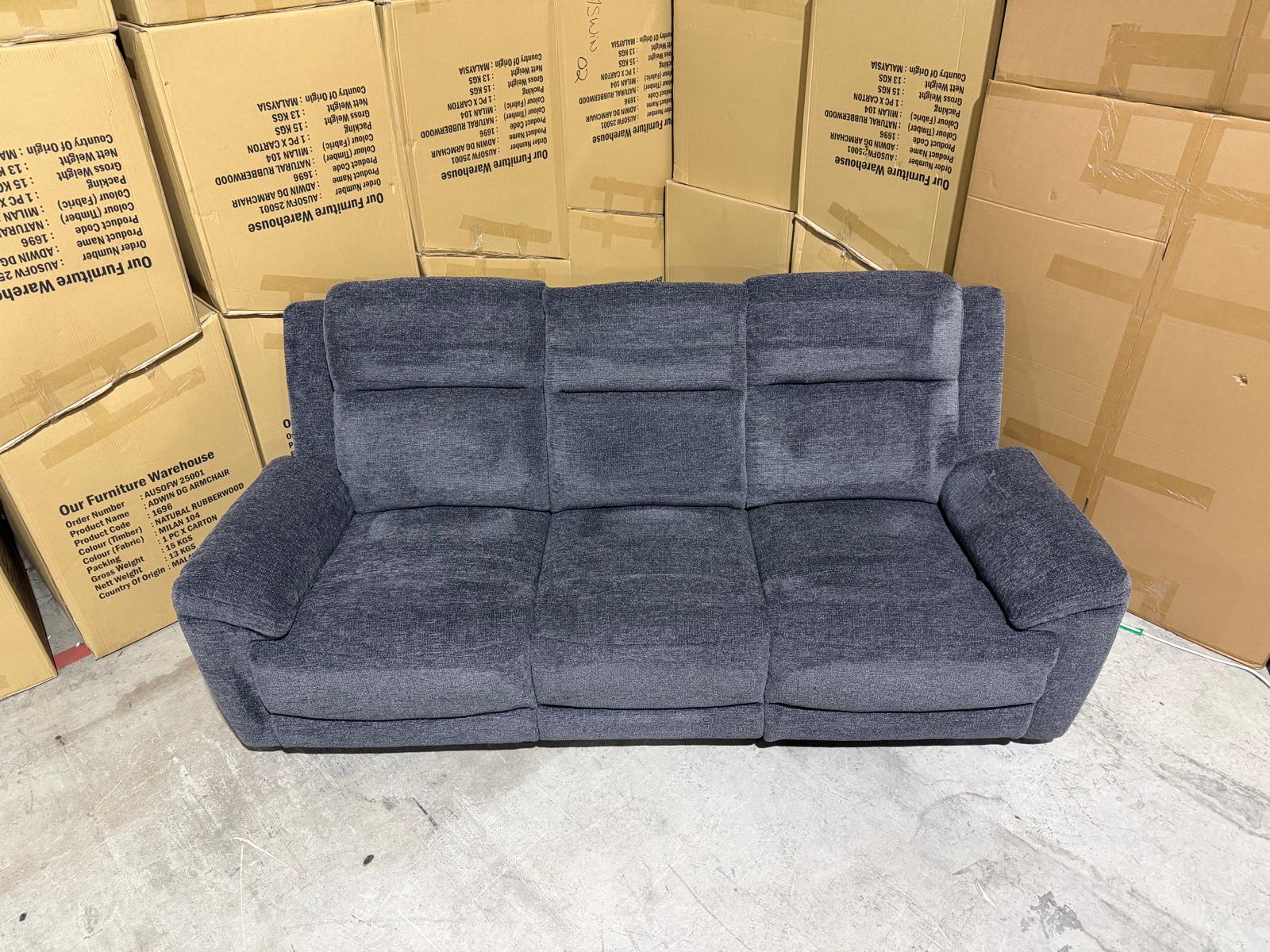 Pilot 3 seater With Manual Recliners Dark Grey