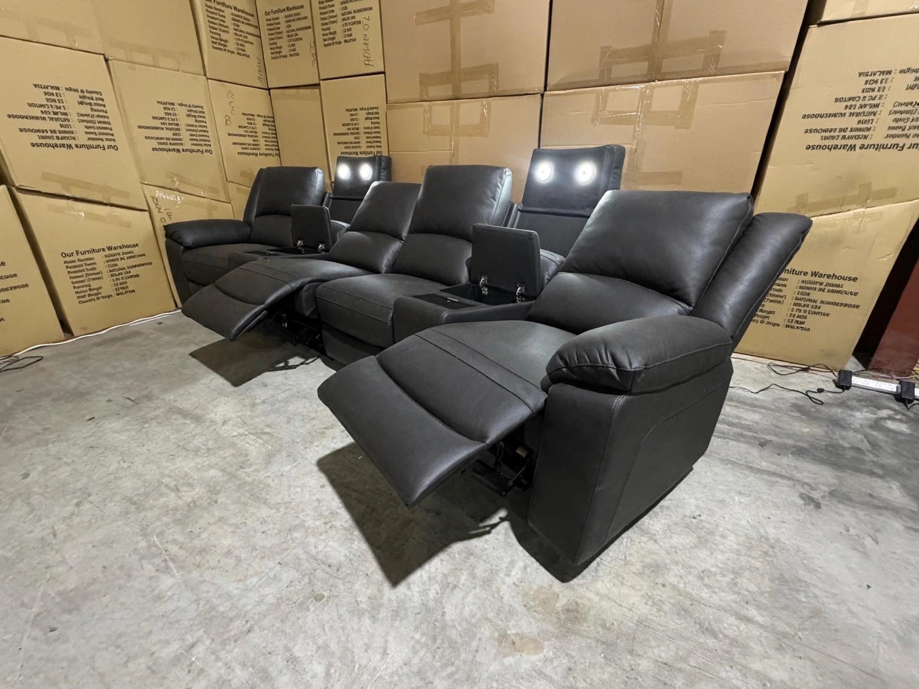 Bradford Home theatre lounge inc 4 electric recliners in nic 98 black 25106