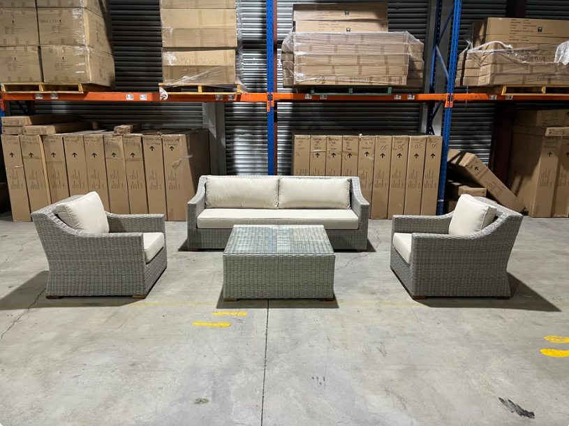 Jersey 4pce outdoor lounge inc 3 seater 2x single seats and coffee table