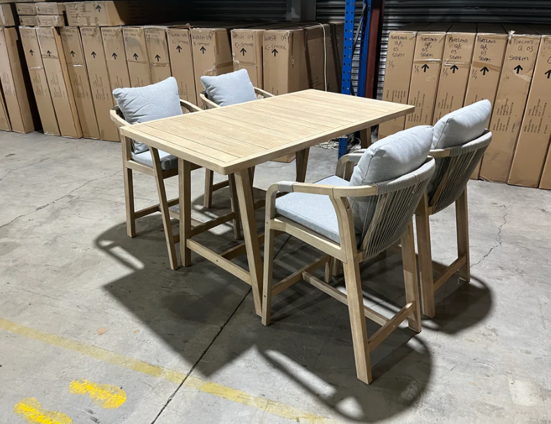 Austin 5pce outdoor bar setting smoke white 1590x900 table 4x bar chairs