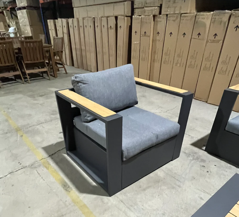 Sonata 4pce outdoor lounge 3 seater 2x chairs and coffee table charcoal fram