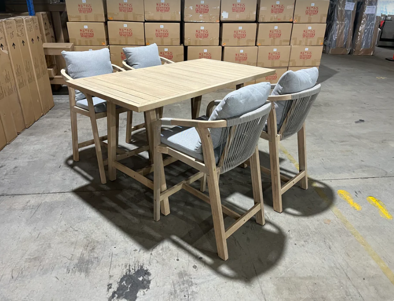 Austin 5pce outdoor bar setting smoke white 1590x900 table 4x bar chairs