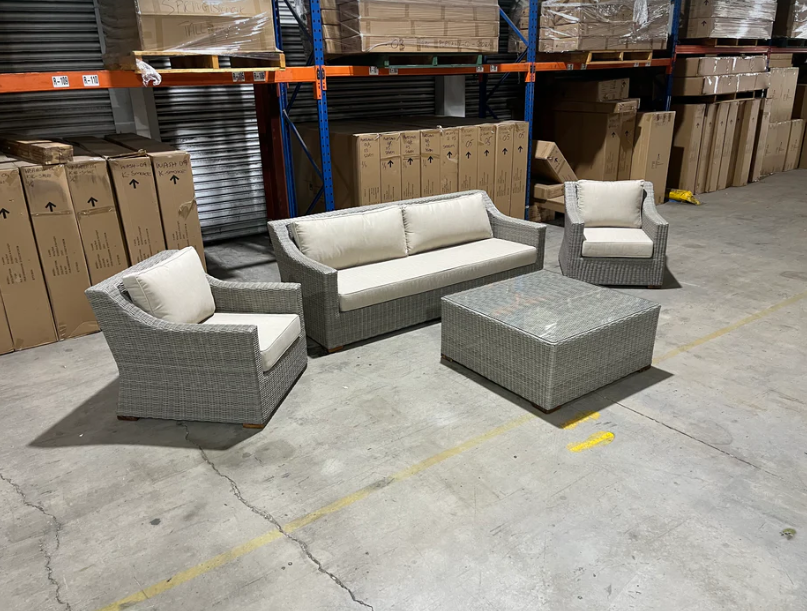 Jersey 4pce outdoor lounge inc 3 seater 2x single seats and coffee table