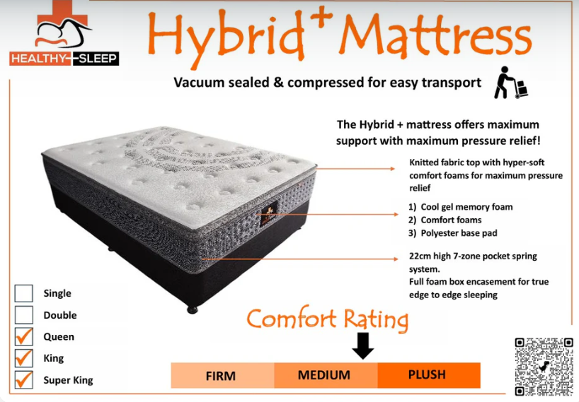 The Hybrid Plus Mattress Range 3 Size Options