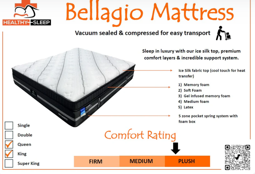 Bellagio Mattress 2 Sizes
