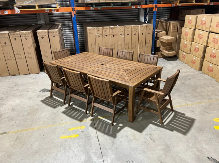 Nullabor 9pce outdoor setting 2400 table 8x chairs