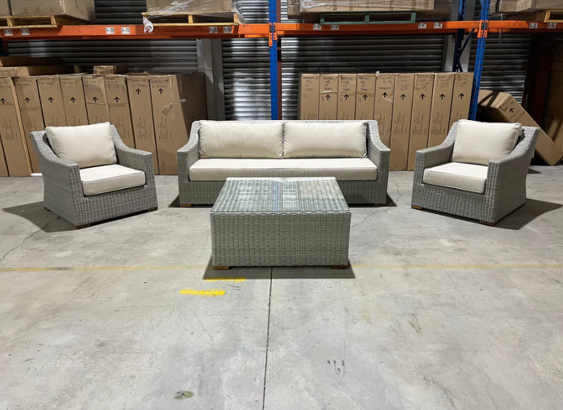 Jersey 4pce outdoor lounge inc 3 seater 2x single seats and coffee table