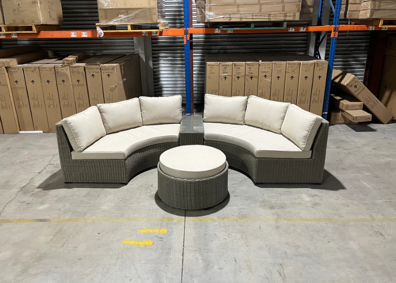 Lima 4pce half moon lounge 2x 2seaters console and Coffee Table