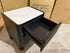 Portugal bed side chest black finish with marble looking top