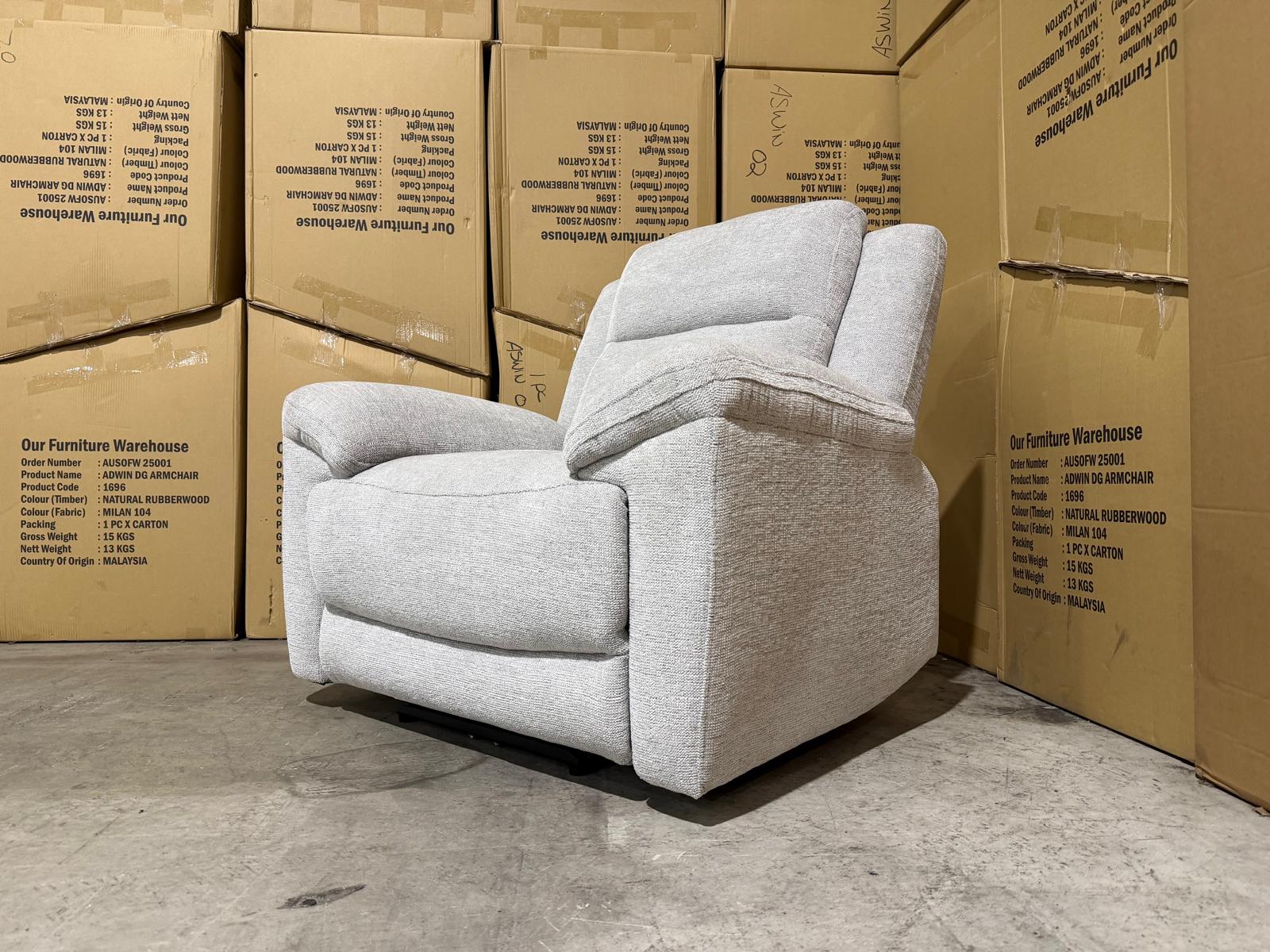 Pilot single Chair with ELECTRIC recliner Light Grey