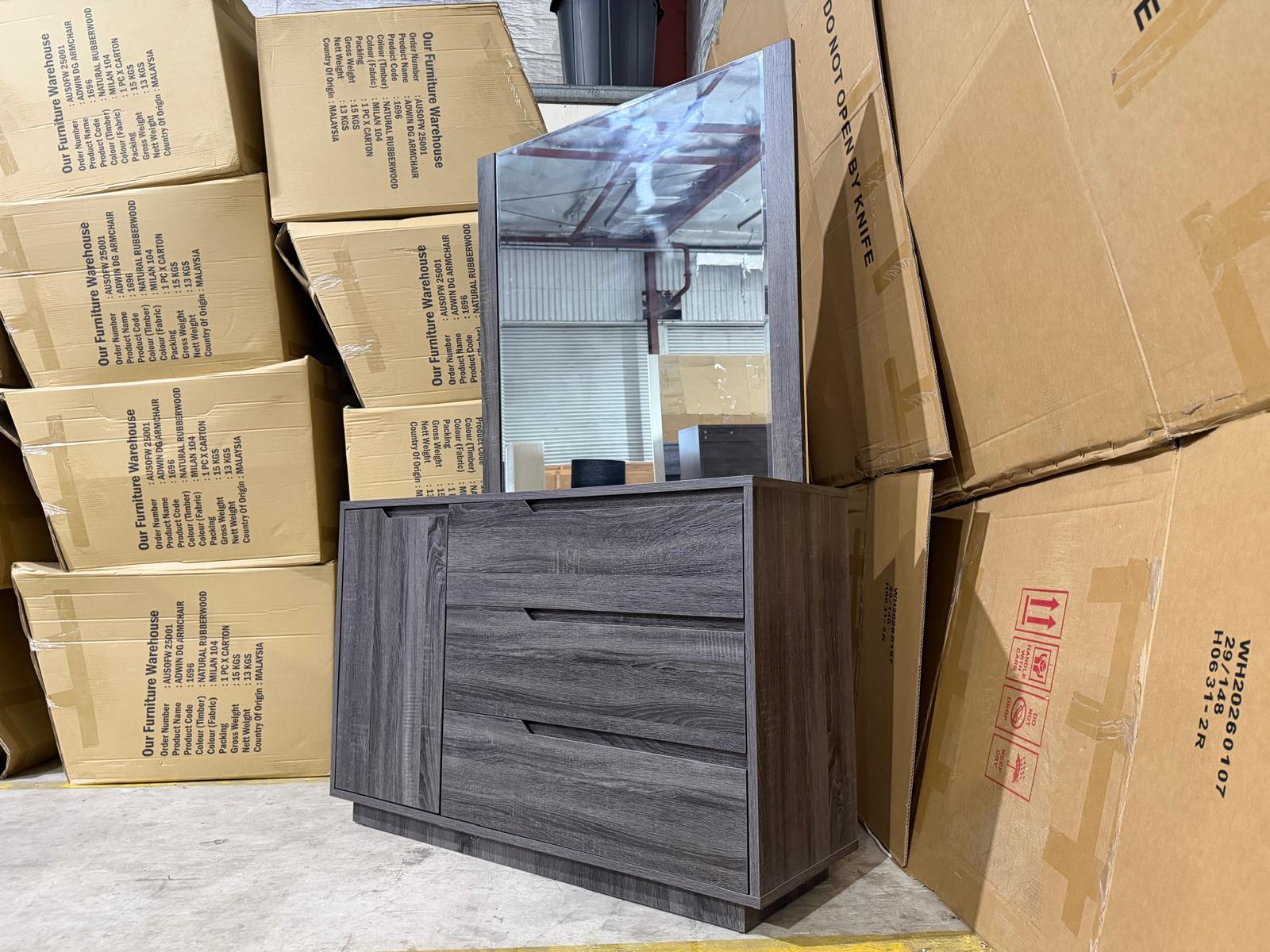 Vienna Dressing Table inc mirror in grey