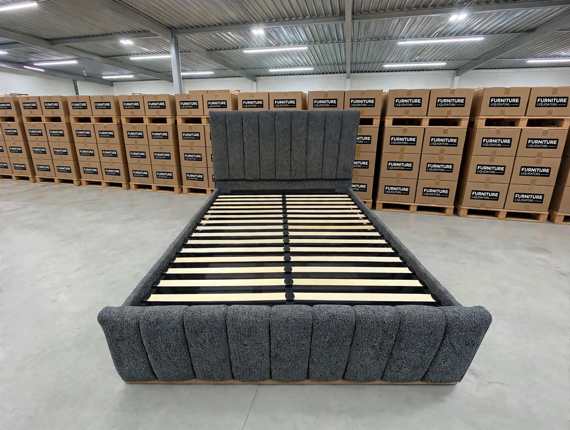 Taya King Size Upholstered Bed With Gas Lift In Share Charcoal