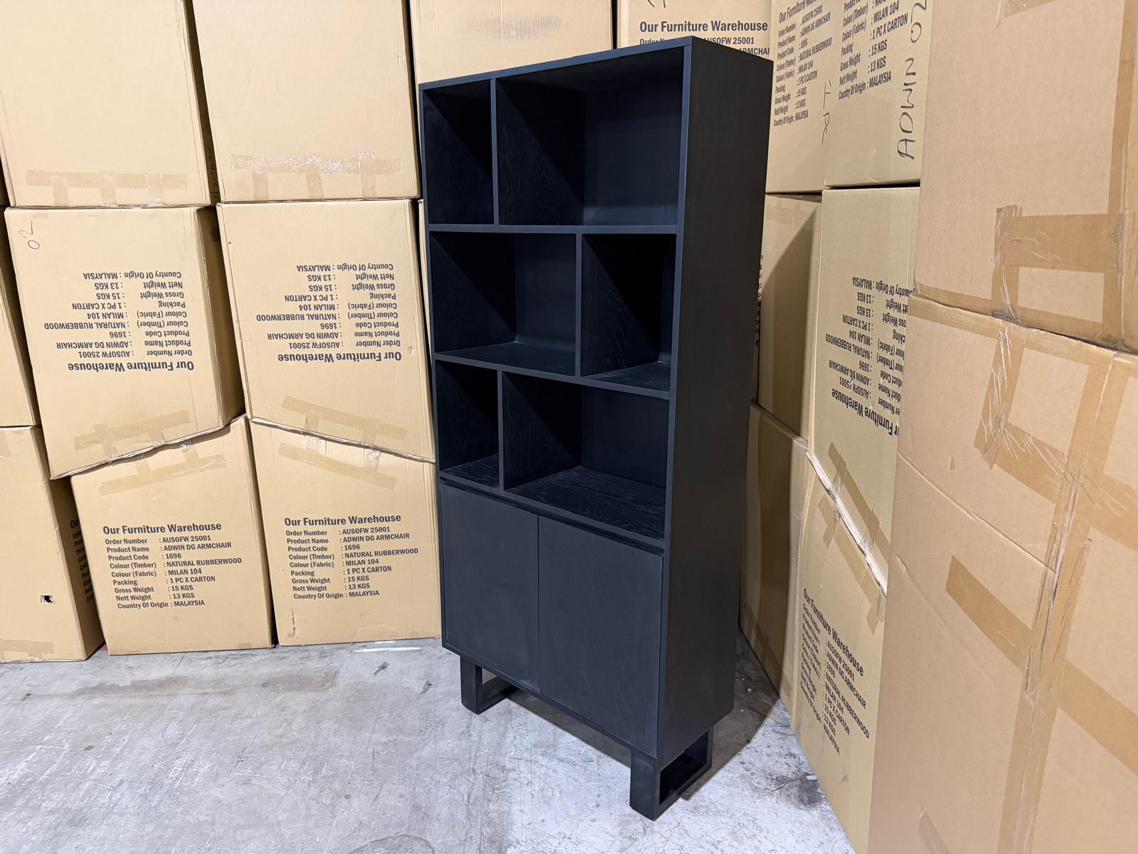 Eclipse Bookcase Matt black finish oak timber