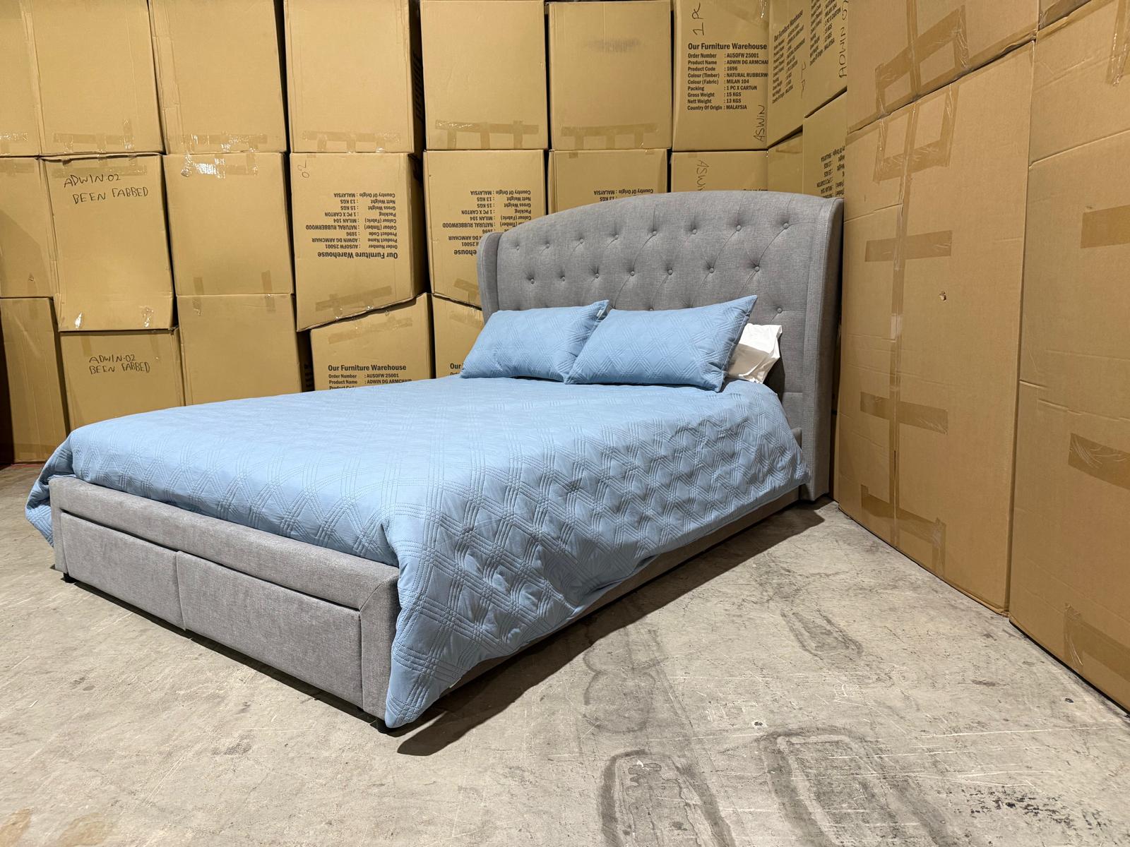 Washington Bed Range Light Grey 2 Sizes Queen & King