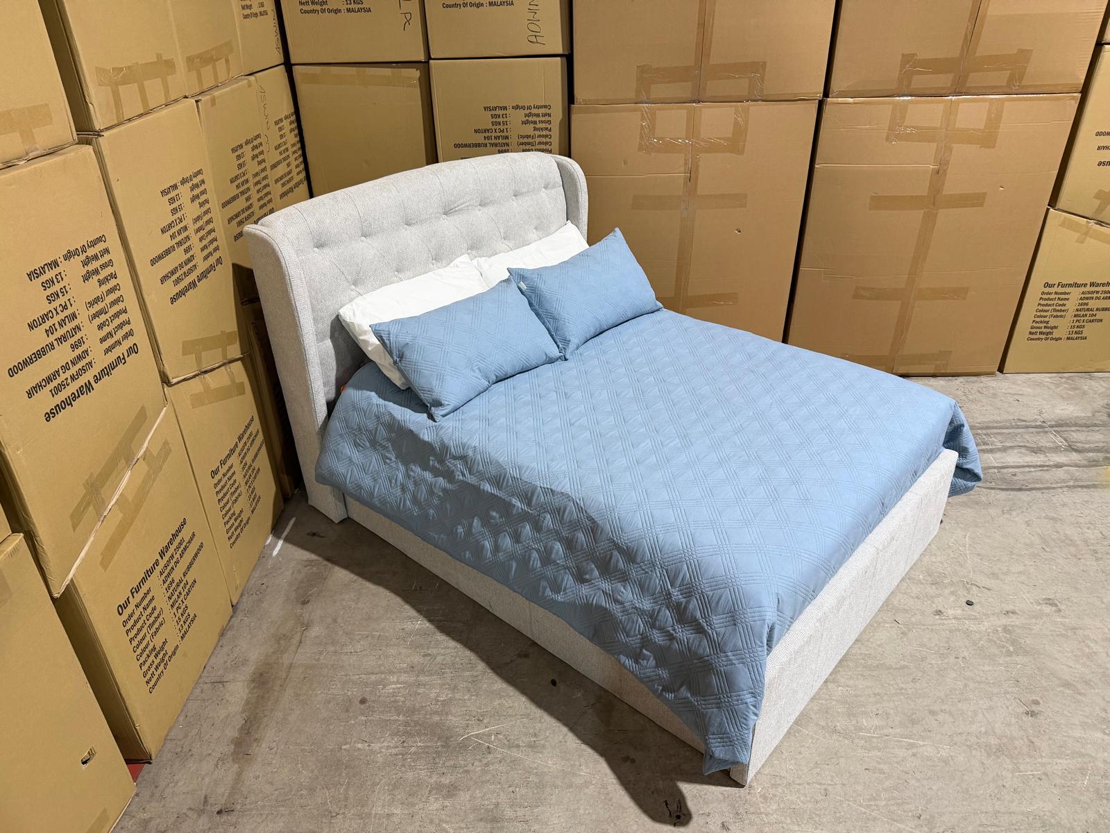 Dallas Double Bed with gas lift in Greige