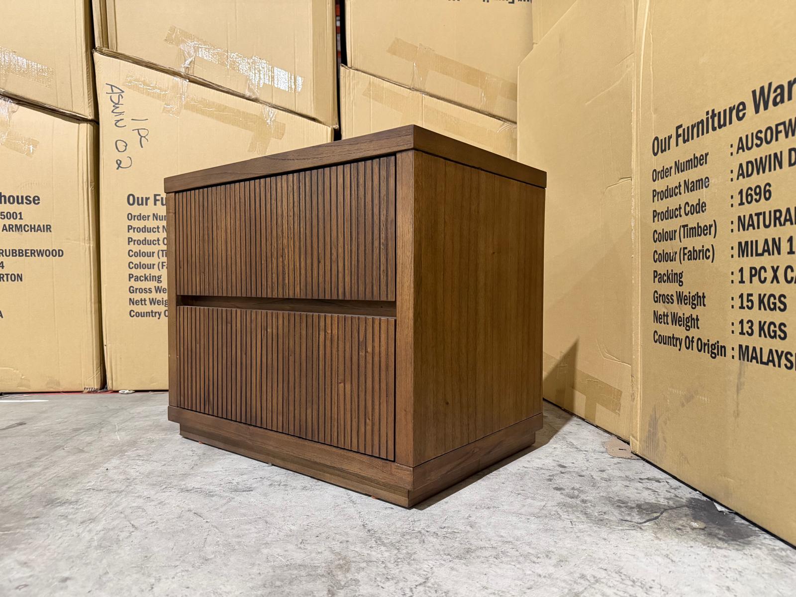 Flinders bed side chest in pecan finish