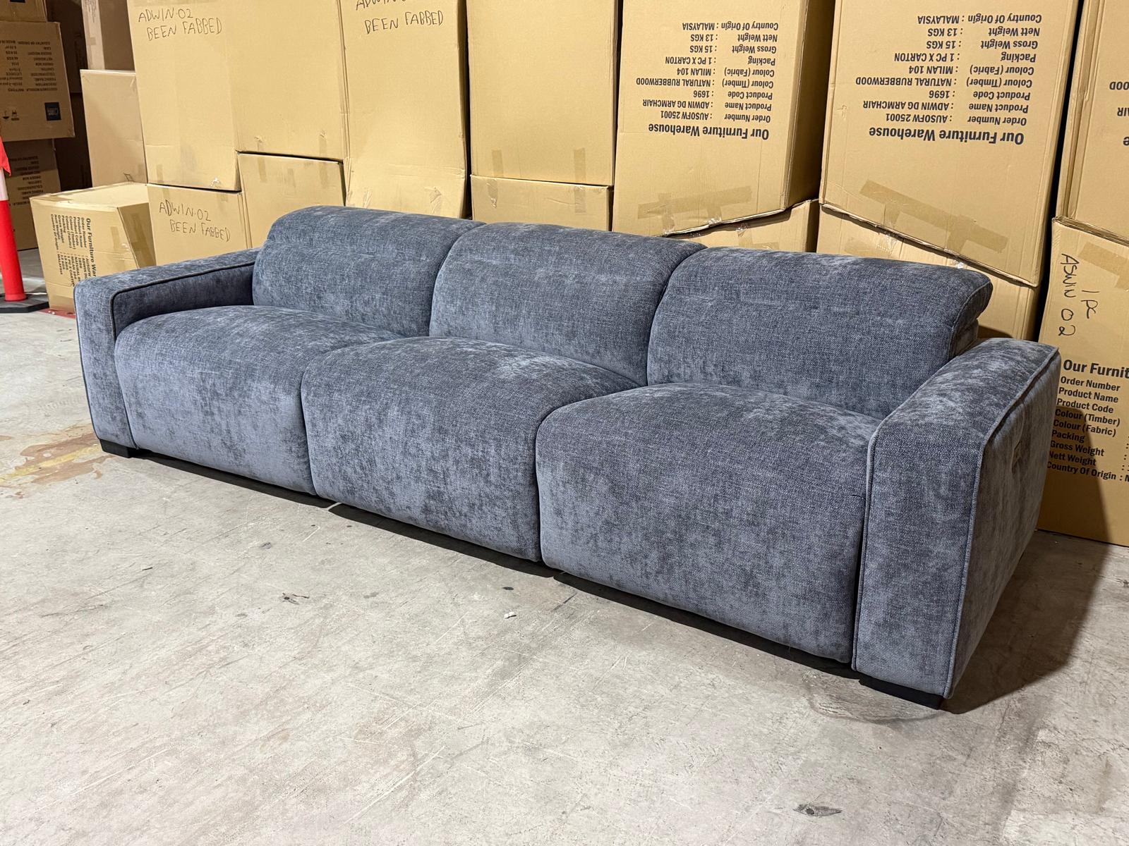 Watford Oversize 3 seater Lounge with electric recliners Licorice