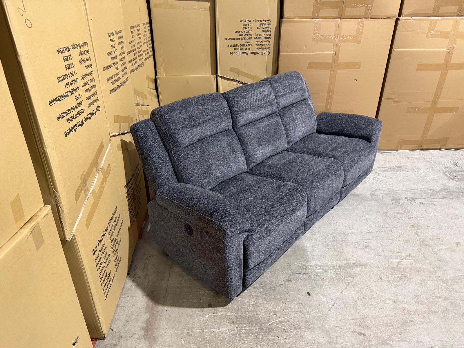 Pilot 3 seater With Manual Recliners Dark Grey