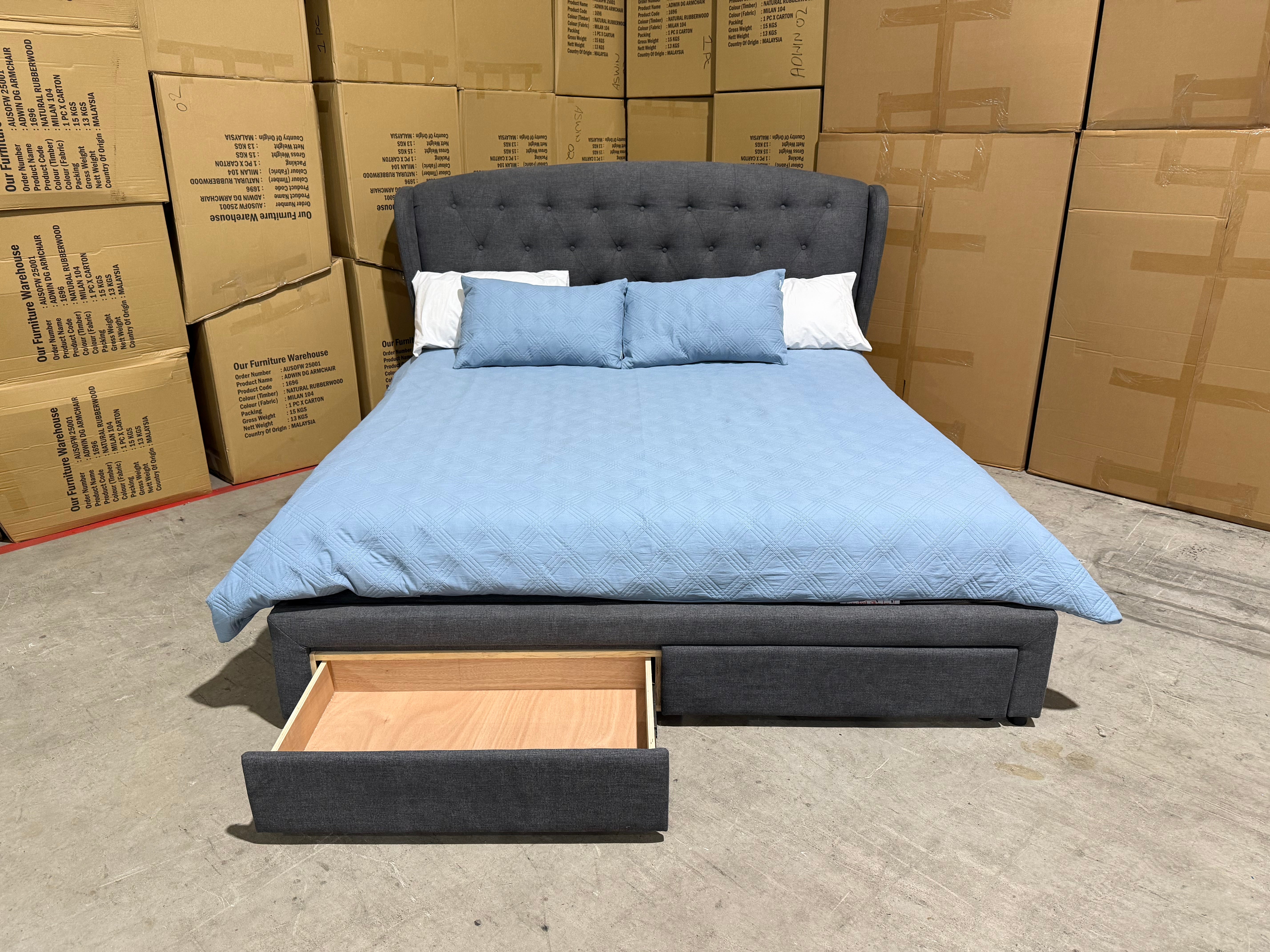 Washington Bed Range (Dark Grey) 2 Sizes Queen & King