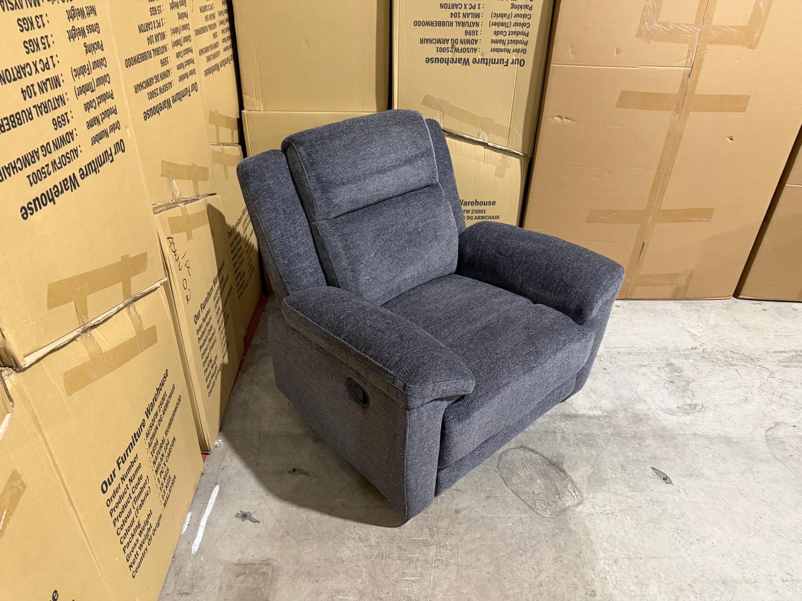 Pilot Single Manual Recliner In Dark Grey