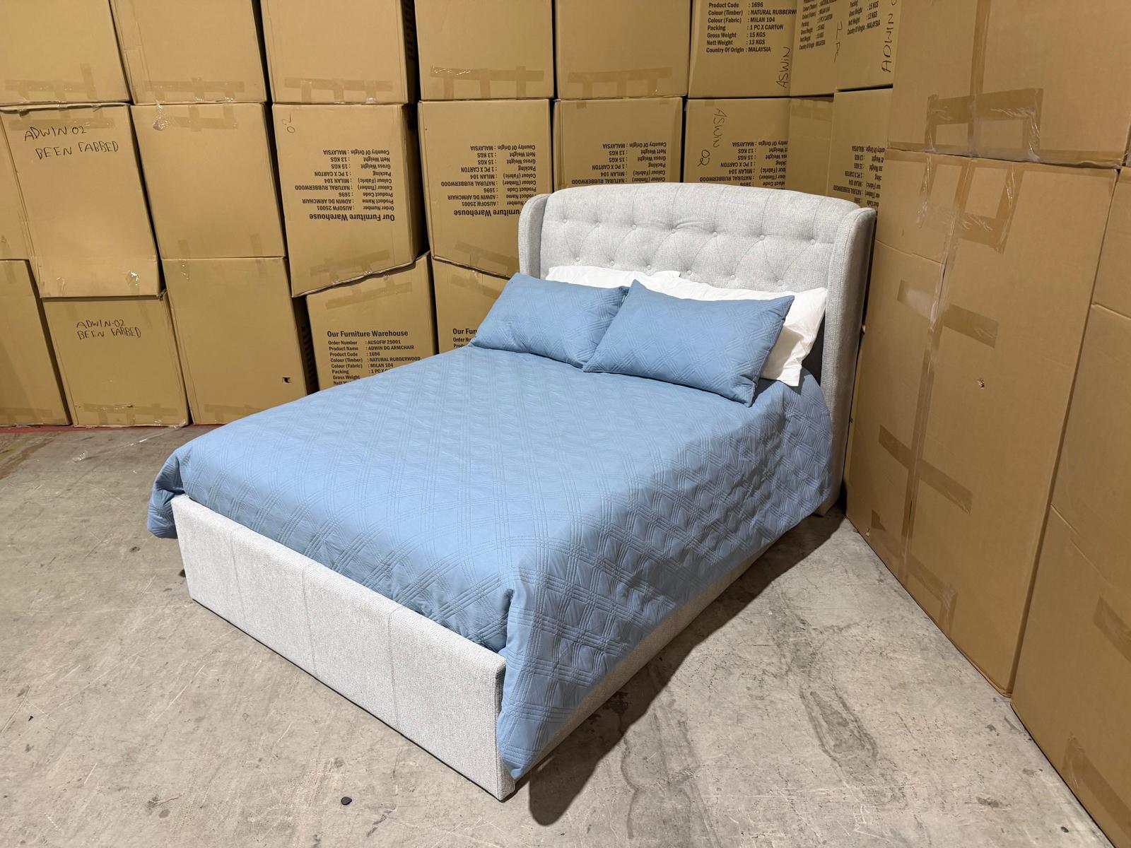 Dallas Double Bed with gas lift in Greige