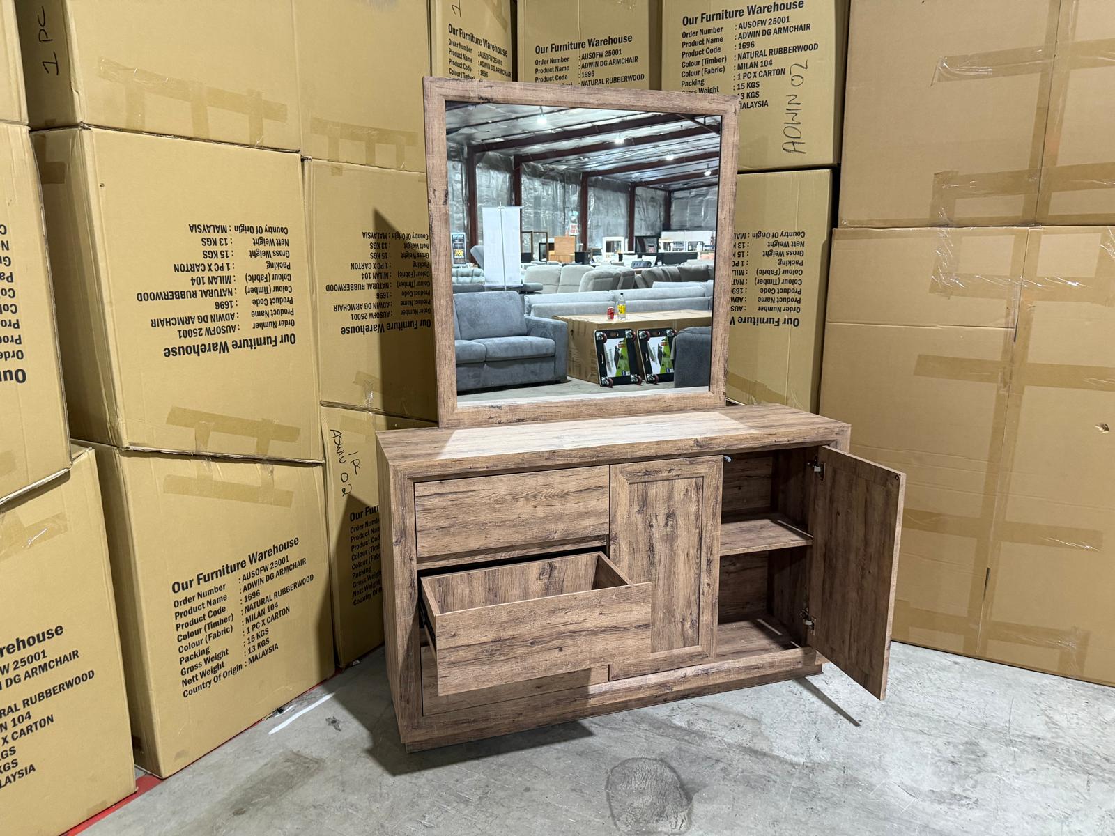 Manly Frank dressing table with mirror in rustic walnut