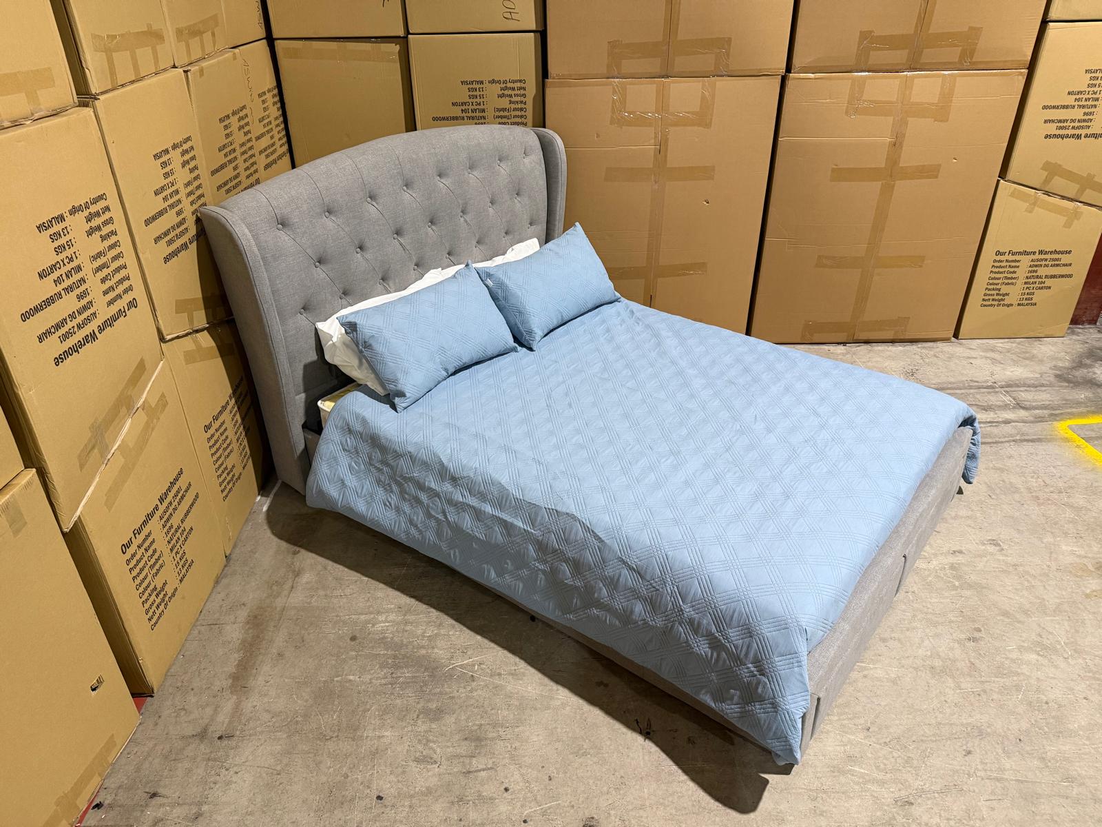 Washington Bed Range Light Grey 2 Sizes Queen & King