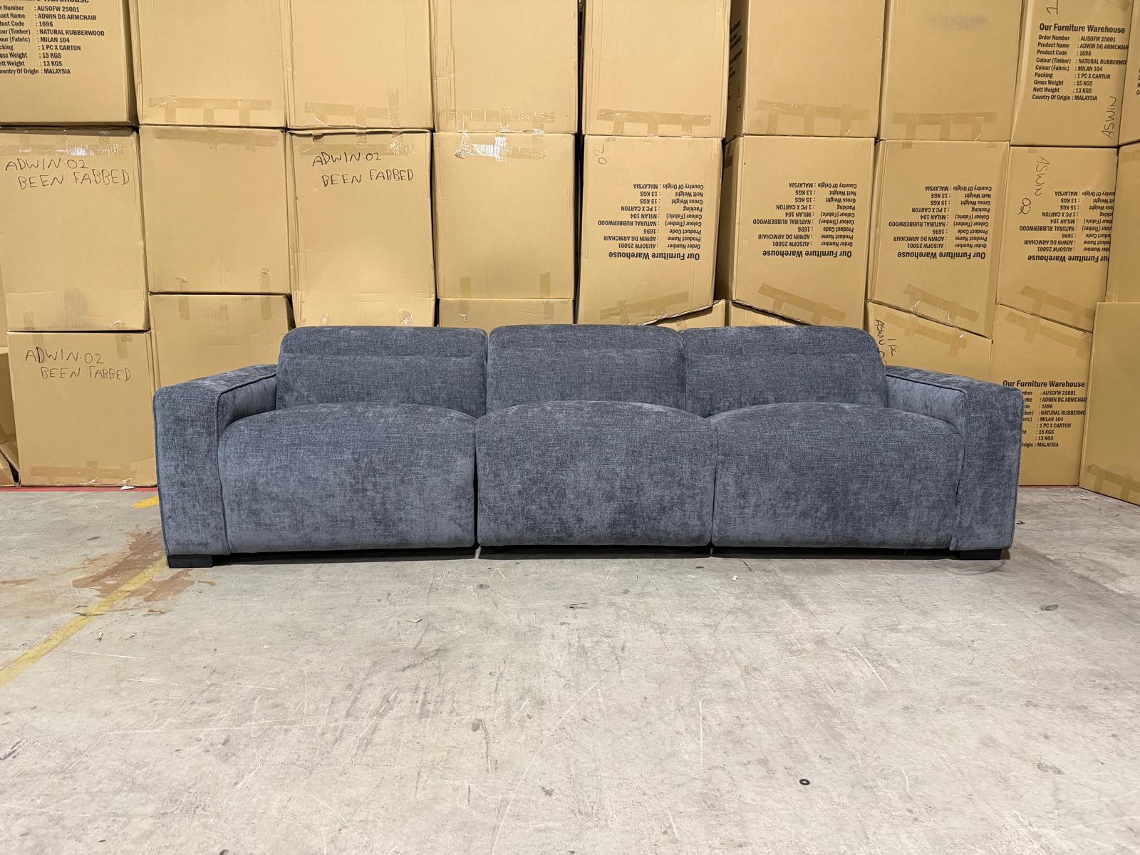 Watford Oversize 3 seater Lounge with electric recliners Licorice