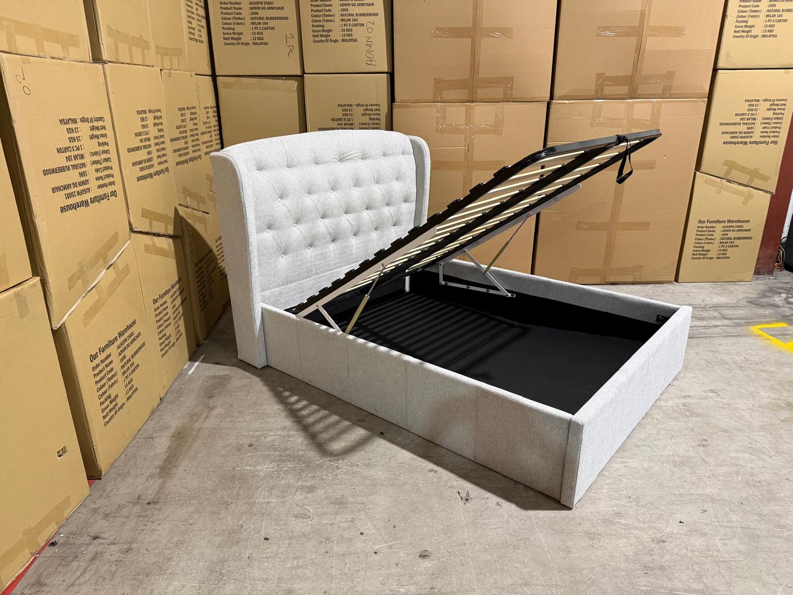 Dallas Double Bed with gas lift in Greige