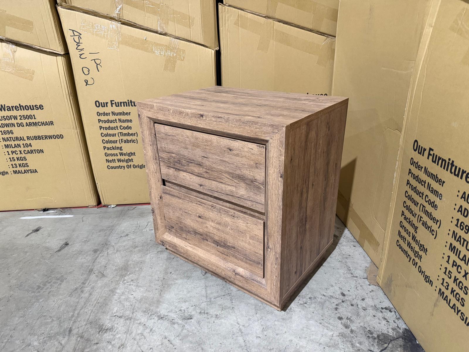 Manly frank bed side chest in rustic walnut
