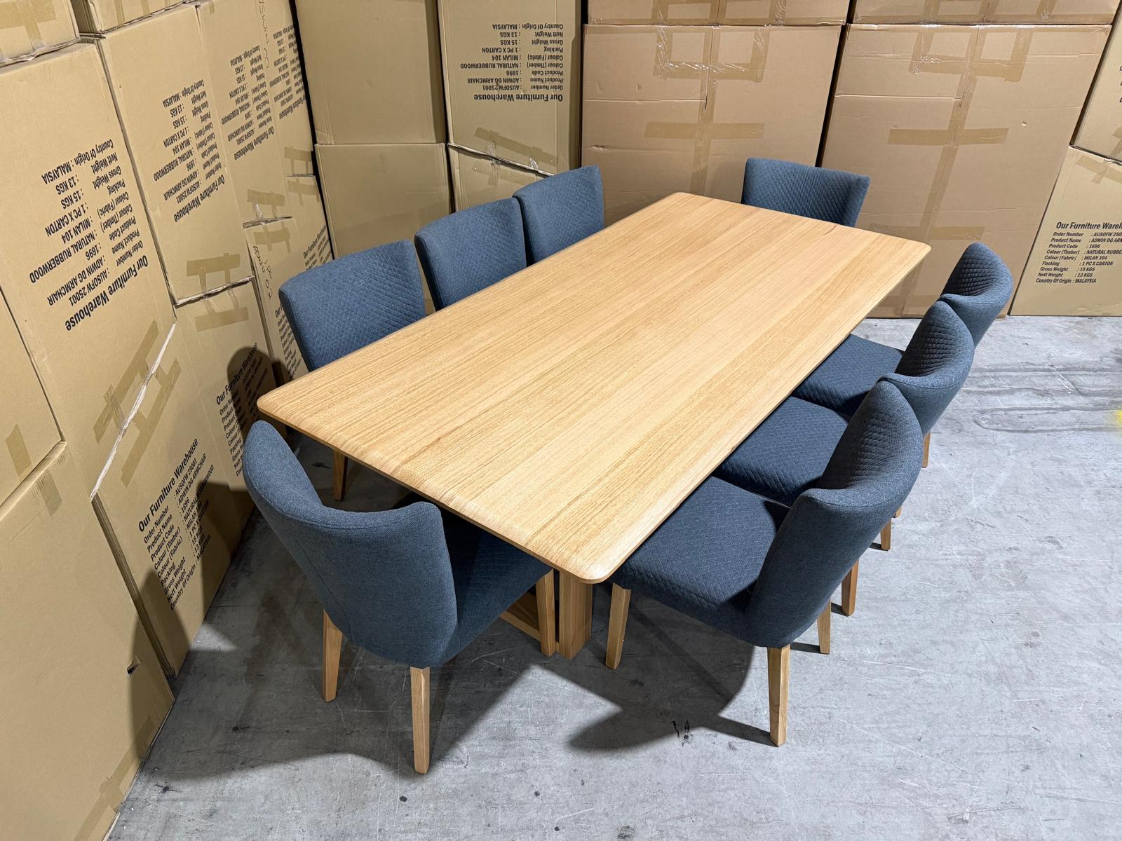 Mitcham Dining Range 2400 9 PCE Set with Tobago Chair Charcoal