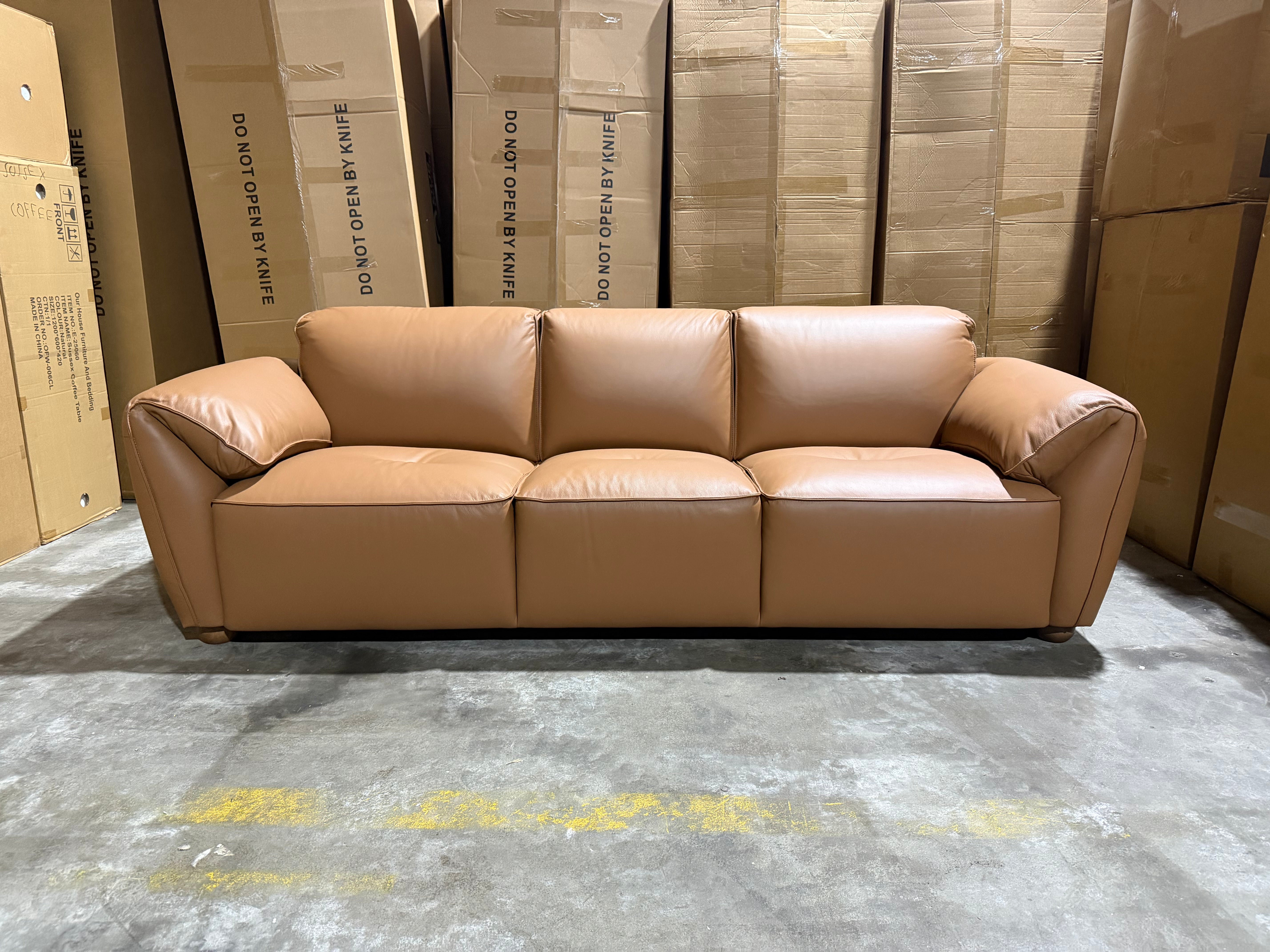 Sapphire 3 Seater Sofa In Cognac Leather