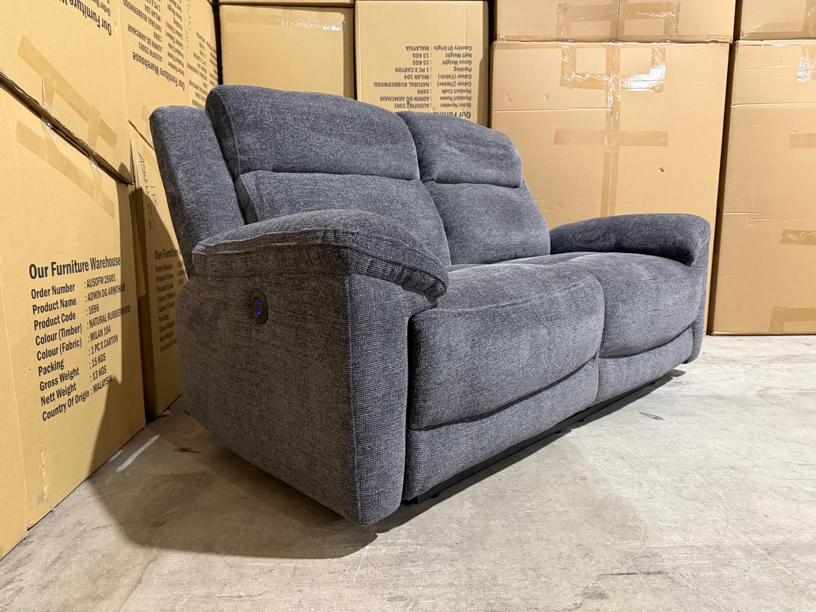 Pilot 2 seater with ELECTRIC Recliners Dark Grey