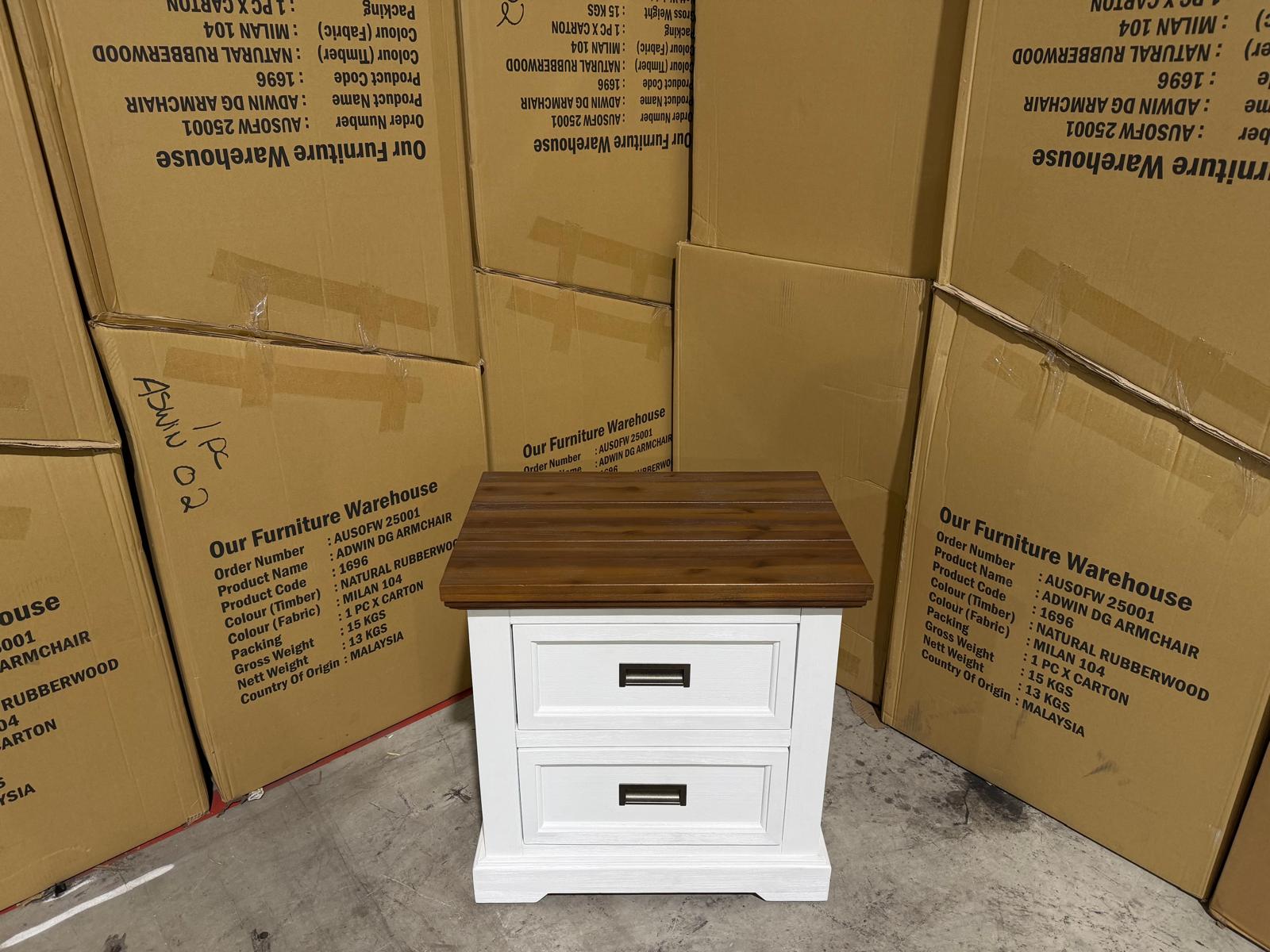 Hamptons bedside chest two tone finish