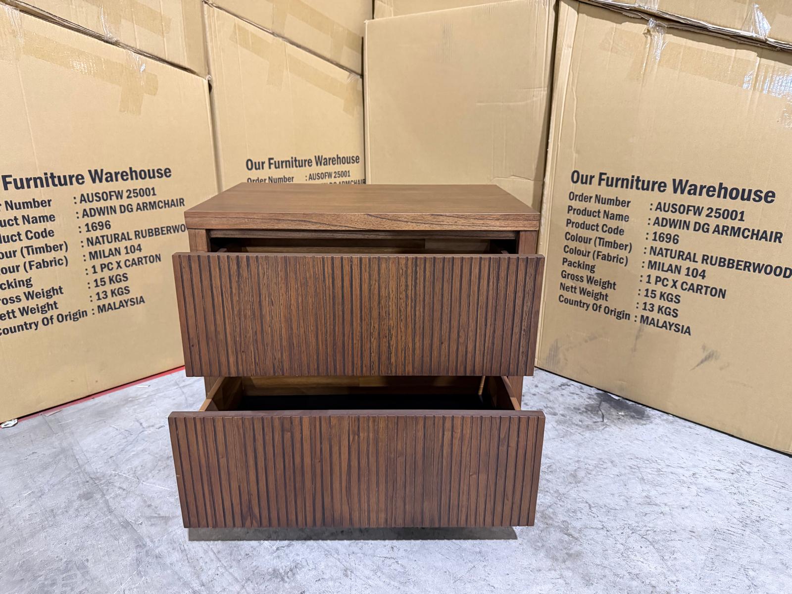 Flinders bed side chest in pecan finish