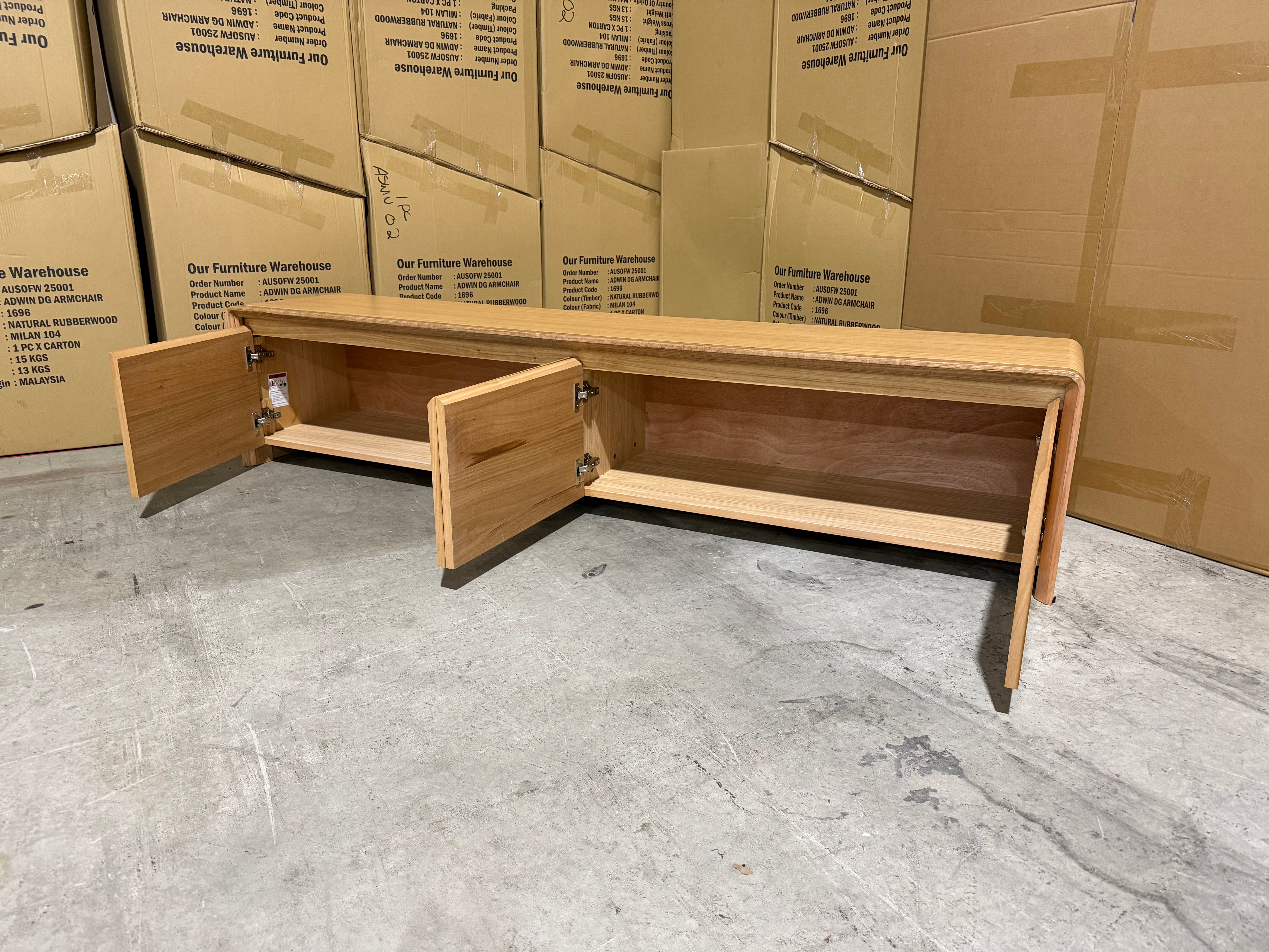 Mitcham TV Unit in natural Tassie Oak Dining Range