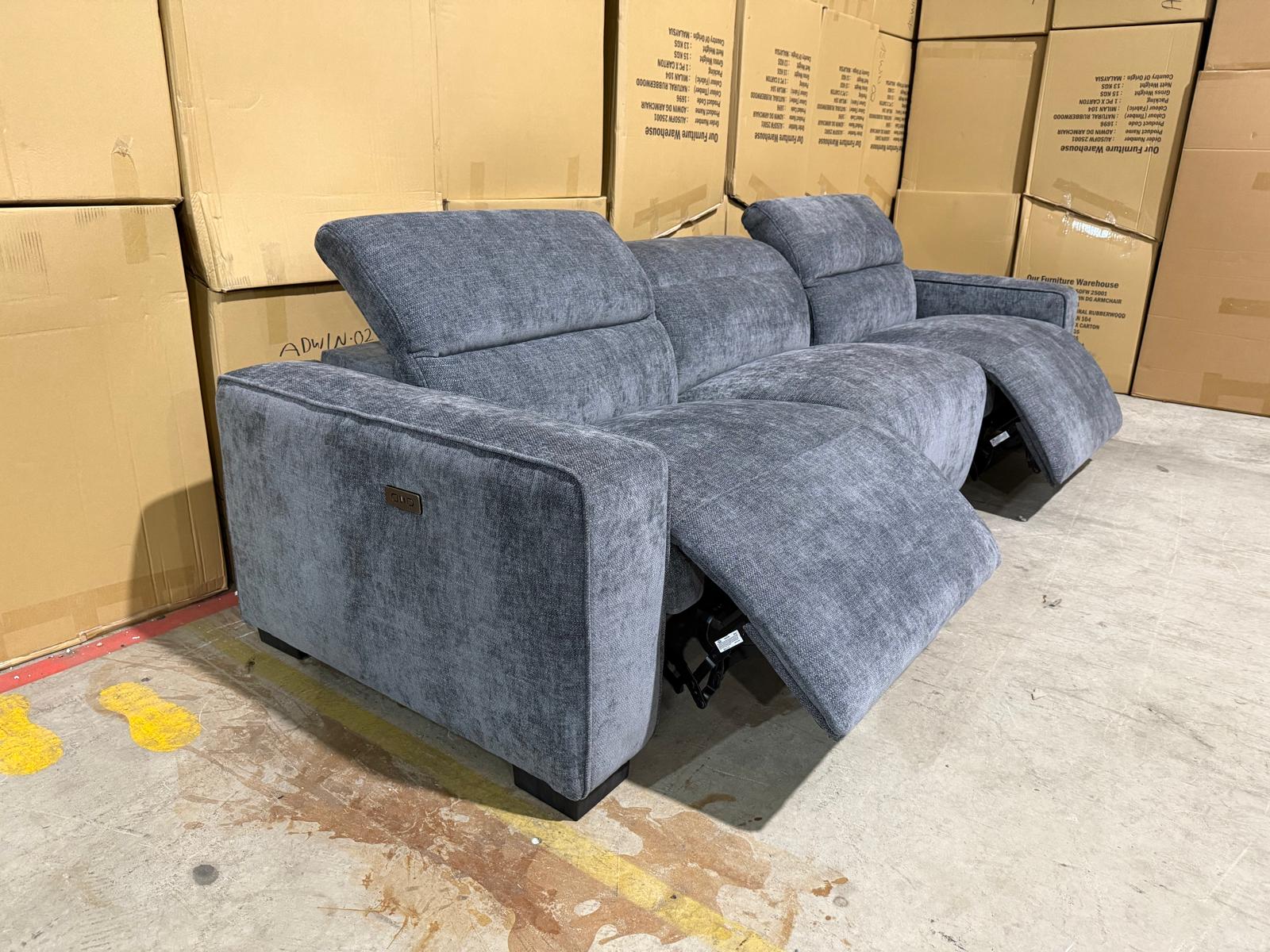 Watford Oversize 3 seater Lounge with electric recliners Licorice