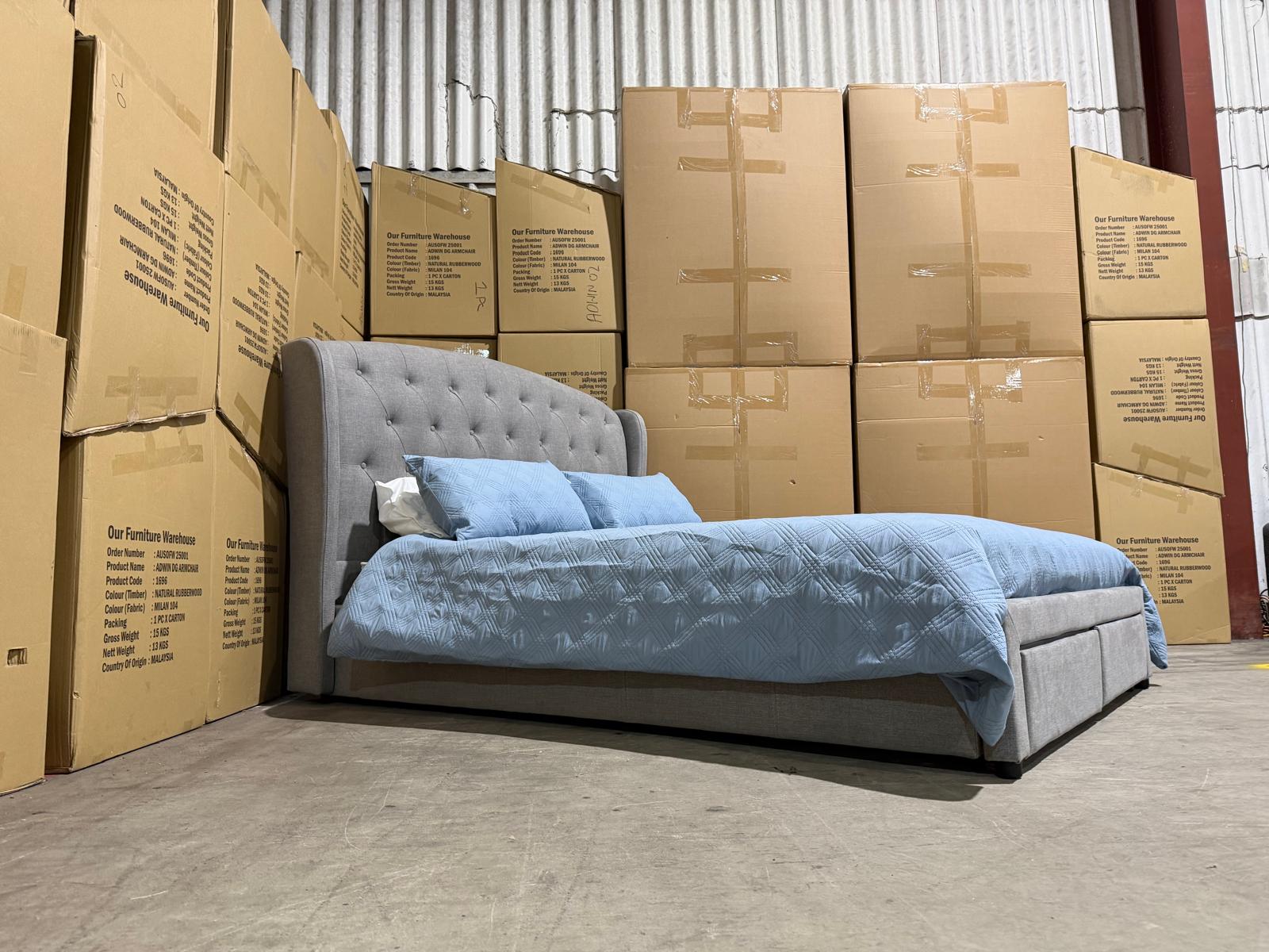 Washington Bed Range Light Grey 2 Sizes Queen & King