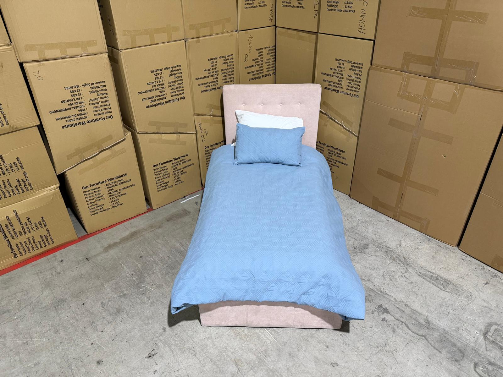 Stuart Single bed in Blush Pink