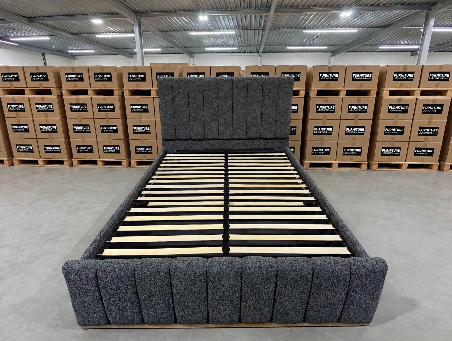Taya King Size Upholstered Bed With Gas Lift In Share Charcoal