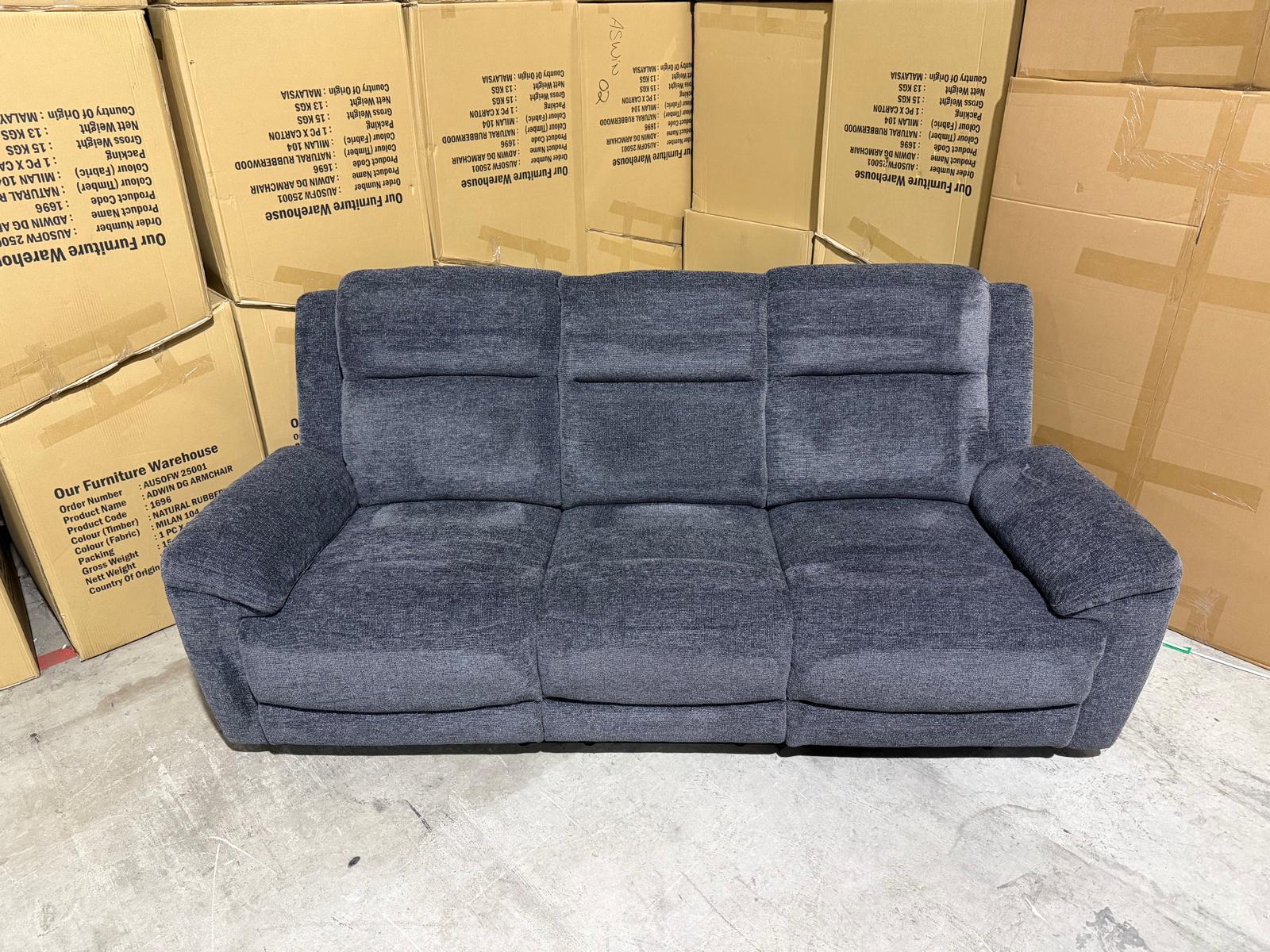 Pilot 3 seater with ELECTRIC Recliners Dark Grey