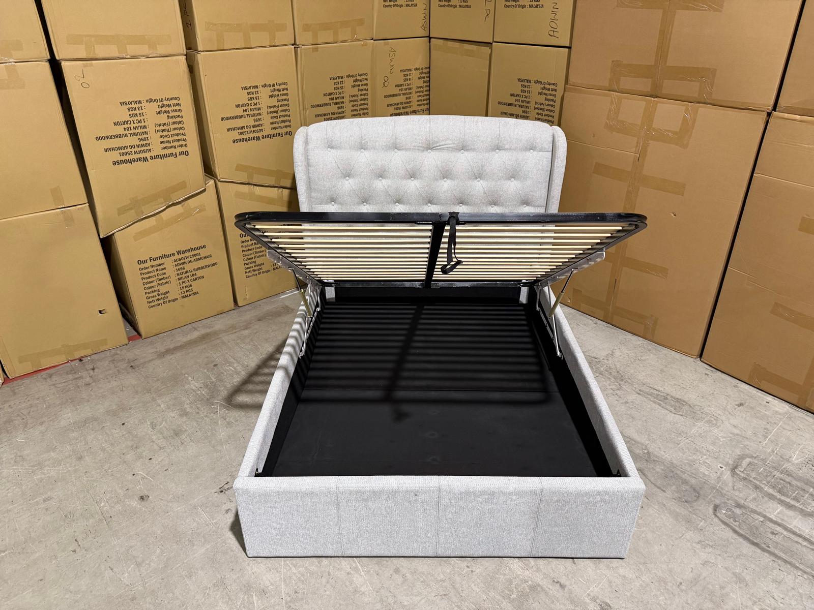 Dallas Double Bed with gas lift in Greige