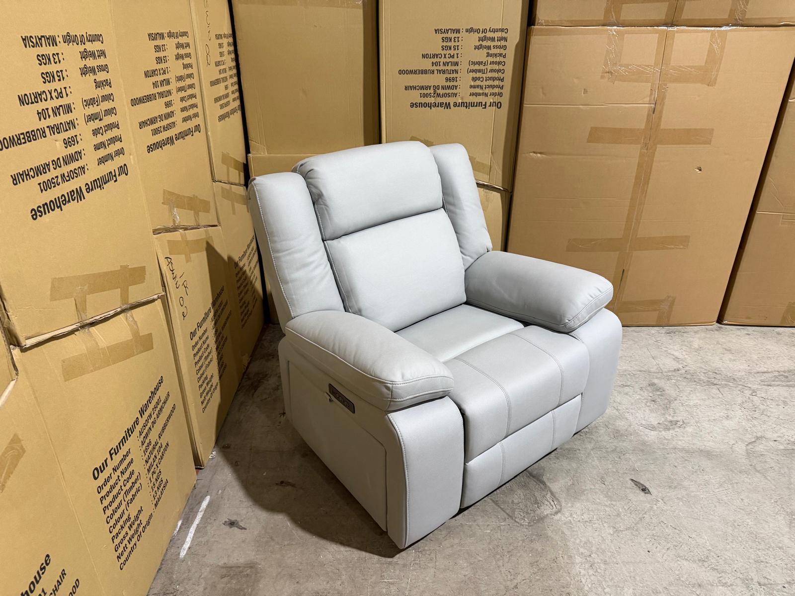 Kenso Single Recliner With Dual Motion In Soft Rhino Light Grey
