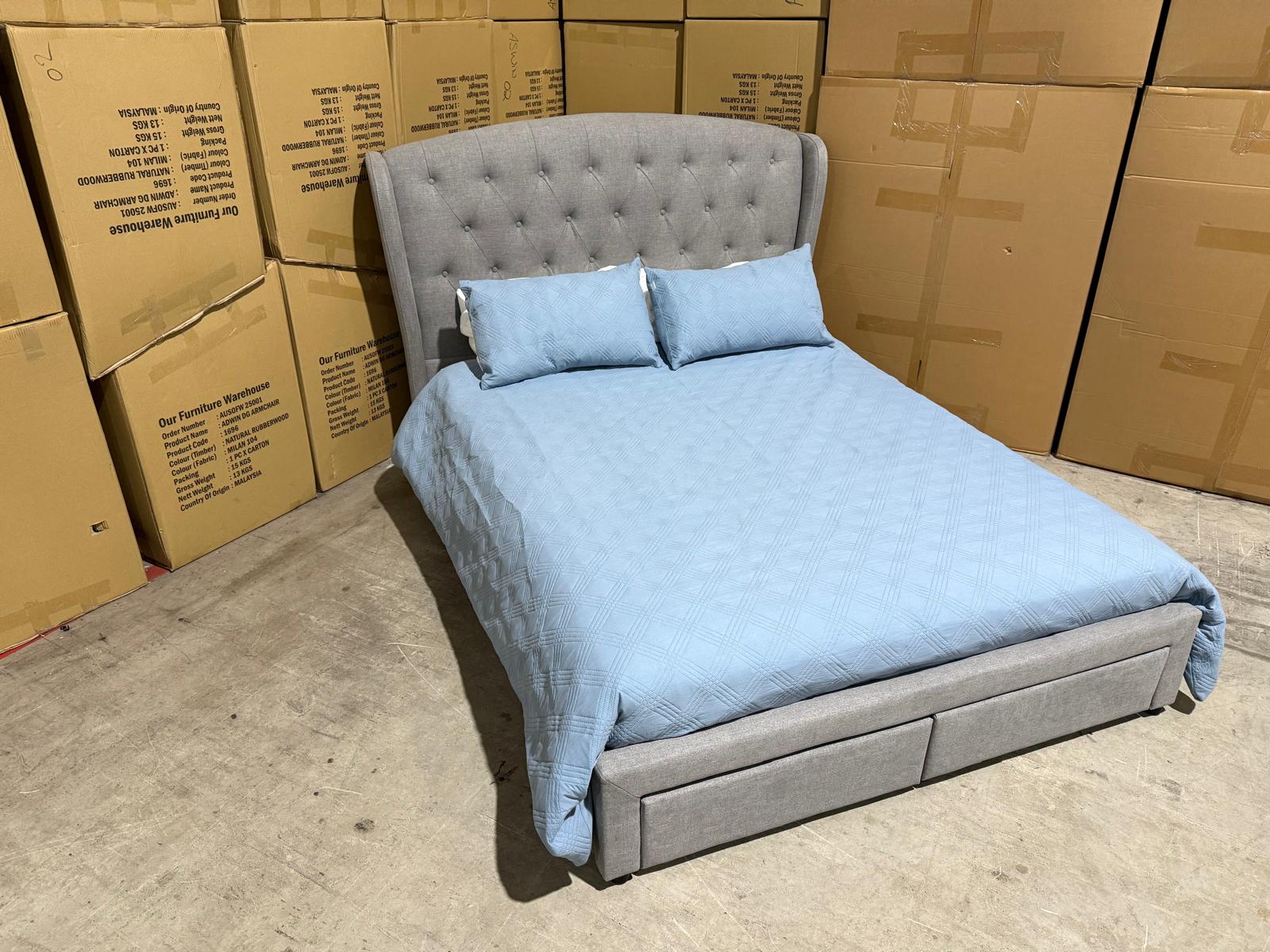 Washington Bed Range Light Grey 2 Sizes Queen & King